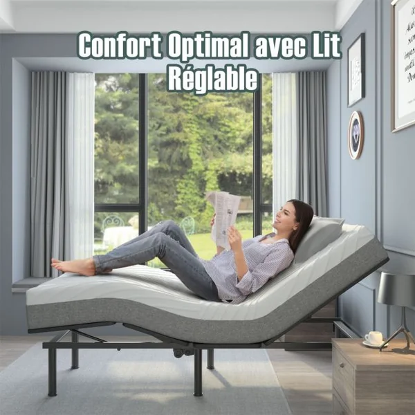 Matelas pour Sommier Électrique 92x200x20CM Relaxation Matelas en Mousse à Mémoire de Gel pour lit Simple(matelas seulement)