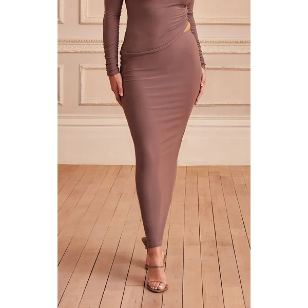 Mauve Jupe Longue À Panneaux Asymétriques Toucher Doux