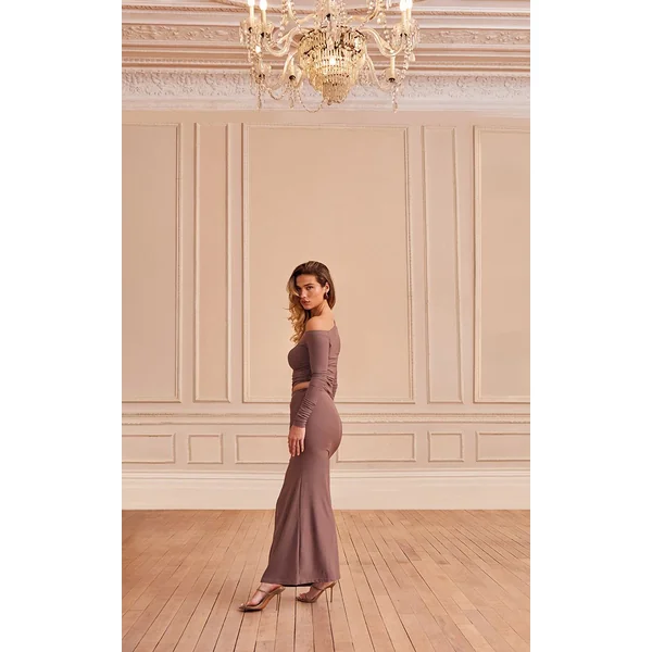 Mauve Jupe Longue À Panneaux Asymétriques Toucher Doux