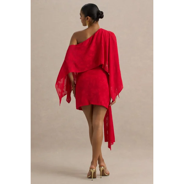 Melania | Mini-jupe portefeuille en satin rouge avec détail drapé