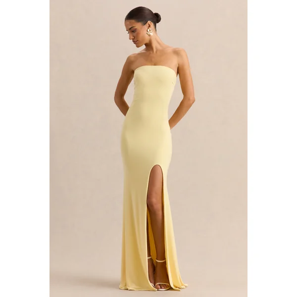 Melva | Robe longue citron à encolure bandeau