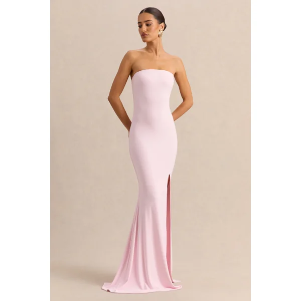 Melva | Robe longue rose clair à encolure bandeau