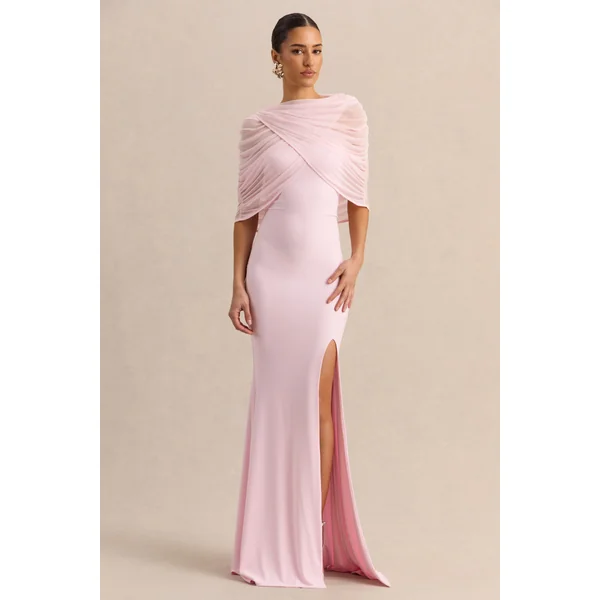 Melva | Robe longue rose clair à encolure bandeau