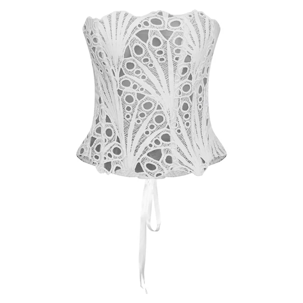 Menthe Corset En Dentelle Florale Transparente Texturée