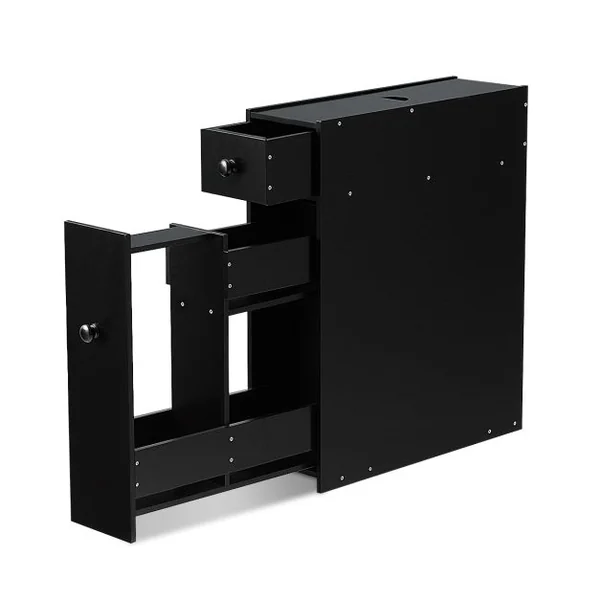 Meuble de Rangement avec Deux Tiroir pour Cuisine Salle de Bains 16 x 48 x 58 CM MDF Blanc/Noir