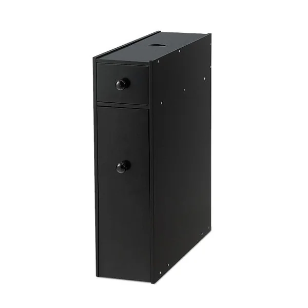 Meuble de Rangement avec Deux Tiroir pour Cuisine Salle de Bains 16 x 48 x 58 CM MDF Blanc/Noir