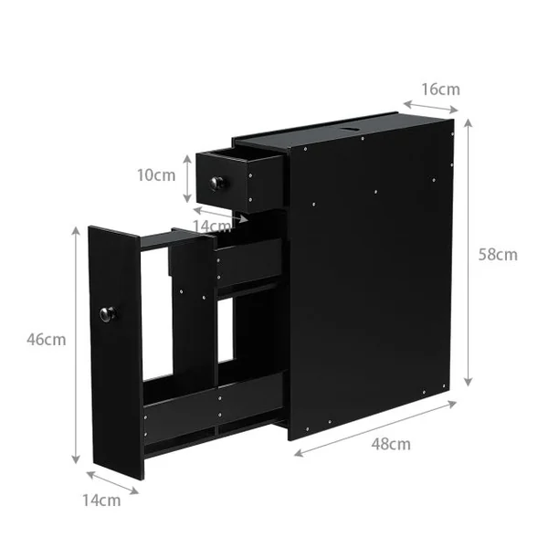 Meuble de Rangement avec Deux Tiroir pour Cuisine Salle de Bains 16 x 48 x 58 CM MDF Blanc/Noir