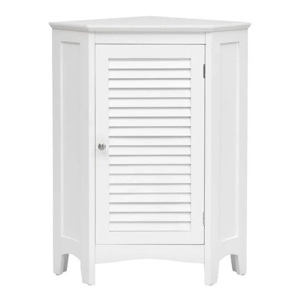 Meuble de Rangement d'Angle avec Porte et 2 Etagères Armoire pour Salle de Bains Cuisine Salon ou Chambre Blanc