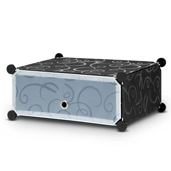 Meuble de Rangement Modulable 3 Cubes Armoire à Chaussures Etagère polyvalente en Résine, 47x37x57cm, Noir et Blanc