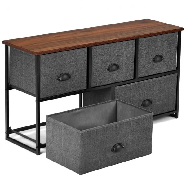 Meuble de Rangement à 5 Tiroirs Tissu Commode de Chambre 100 x 30 x 53,5 cm