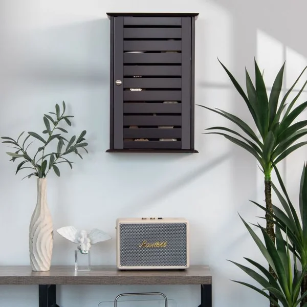 Meuble de Salle de Bain Mural avec 2 Étagères Réglables 35,5 x 15 x 56 cm Armoire Murale de Toilette avec Porte Café
