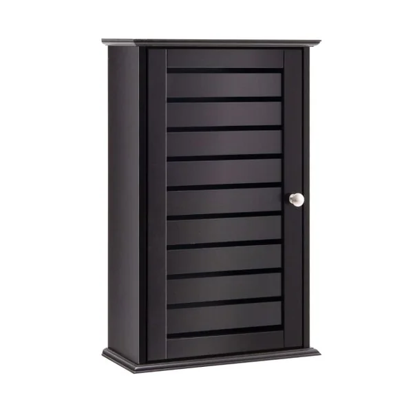 Meuble de Salle de Bain Mural avec 2 Étagères Réglables 35,5 x 15 x 56 cm Armoire Murale de Toilette avec Porte Café
