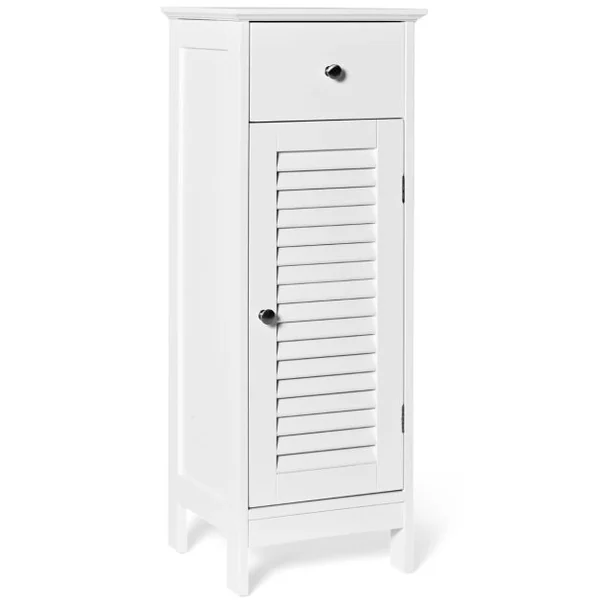 Meuble de Salle de Bain Rangement à Porte avec Tiroir, Armoire Salle de Bain Gain de Place avce Étagère Réglabe avec Dispositif Anti-basculement 32x30x88cm