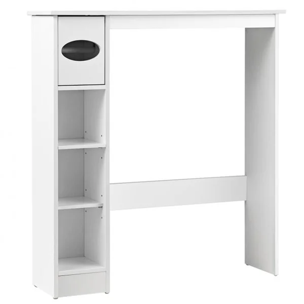 Meuble de Toilette WC Armoire de Rangement avec Etagère Ajustables et Porte-papier Blanc