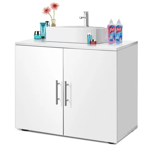 Meuble Dessous de lavabo ou Evier 69 x 35 x 58 CM Placard sous-Vasque de Salle de Bain Blanc