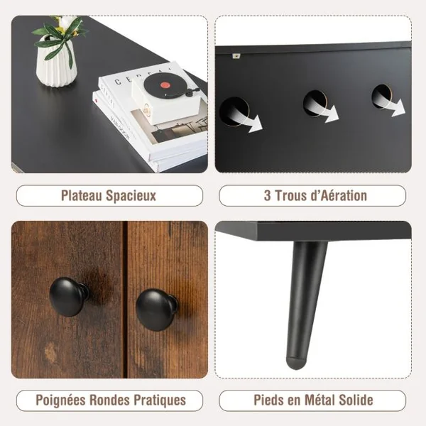 Meuble Moderne pour Bac à Litière pour Chat Armoire à double Porte Étagère Ouverte pour Chat Armoire de Toilette pour Chat