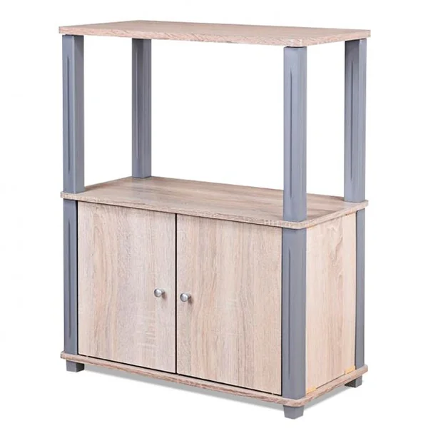 Meuble Tv avec 1 Étagère Ouverte et 1 Armoire à Porte Meuble de Rangement en Mdf 60x295x745cm Brun