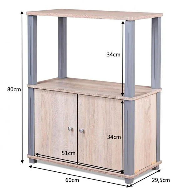 Meuble Tv avec 1 Étagère Ouverte et 1 Armoire à Porte Meuble de Rangement en Mdf 60x295x745cm Brun