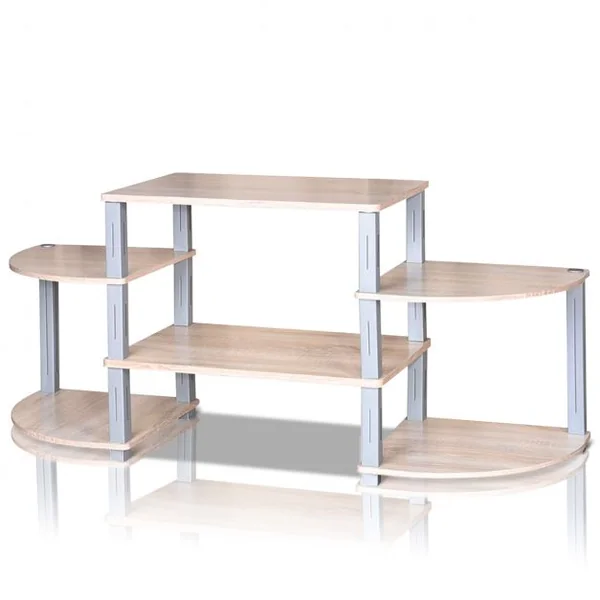 Meuble TV avec Étagère Étagère de Rangement pour TV Multimédia et Décorations en MDF, 128,6x39,5x56,85cm, Chêne