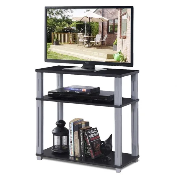 Meuble TV en Bois Étagère Ouverte de Rangement 60 x 29,5 x 56,85 cm Noir