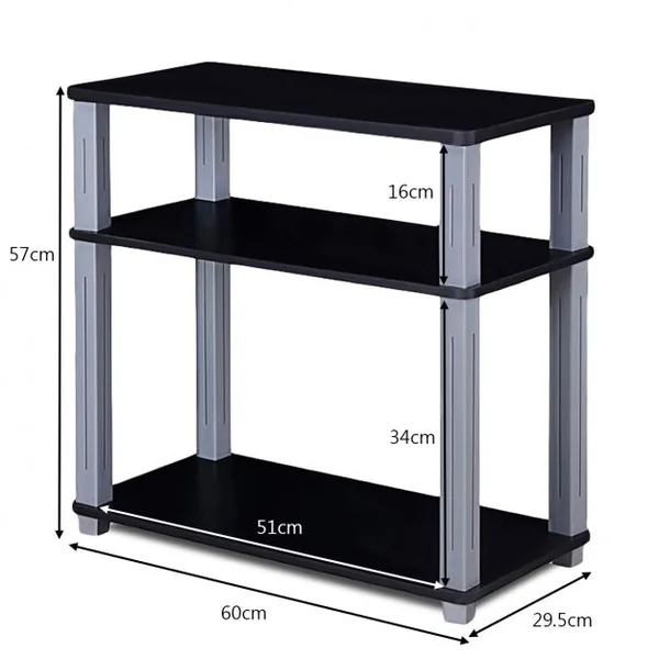 Meuble TV en Bois Étagère Ouverte de Rangement 60 x 29,5 x 56,85 cm Noir