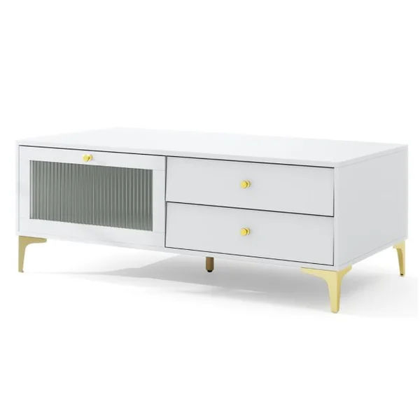 Meuble TV pour Téléviseur de 55 Pouces Console TV 47,5" avec Compartiment Tiroirs Porte en Verre Trempé Rabattable Gris Clair