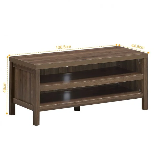 Meuble TV Support Télévision avec 2 Compartiments Ouverts 106,5 x 44,5 x 46 CM Console de Jeux