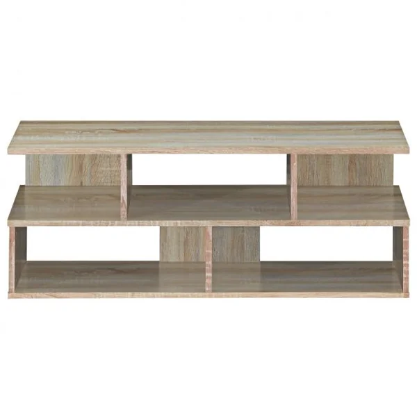 Meuble TV à 5 Compartiments de Style Moderne Étagère Basse Capacité 25 Kg en MDF 100x39x37,5cm Couleur Chêne