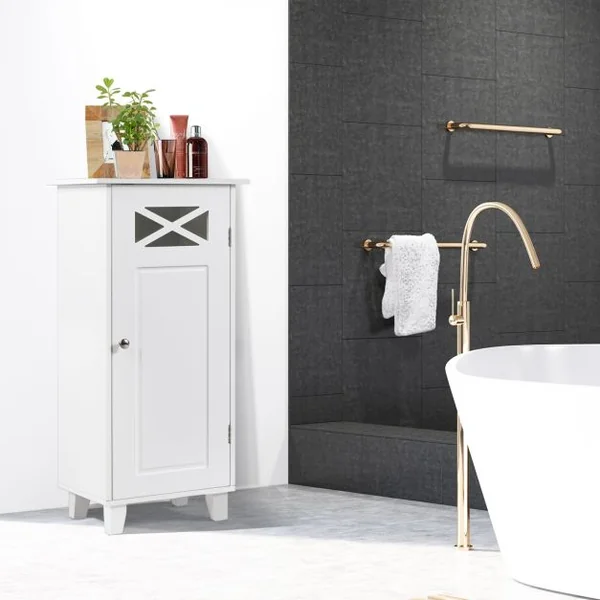 Meuble WC / Armoire de Salle de Bain avec 3 Tablettes de Rangement en MDF de Haute Qualité 38 x 30 x 81 cm Blanc