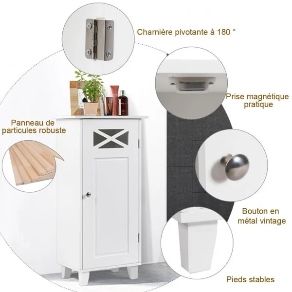 Meuble WC / Armoire de Salle de Bain avec 3 Tablettes de Rangement en MDF de Haute Qualité 38 x 30 x 81 cm Blanc