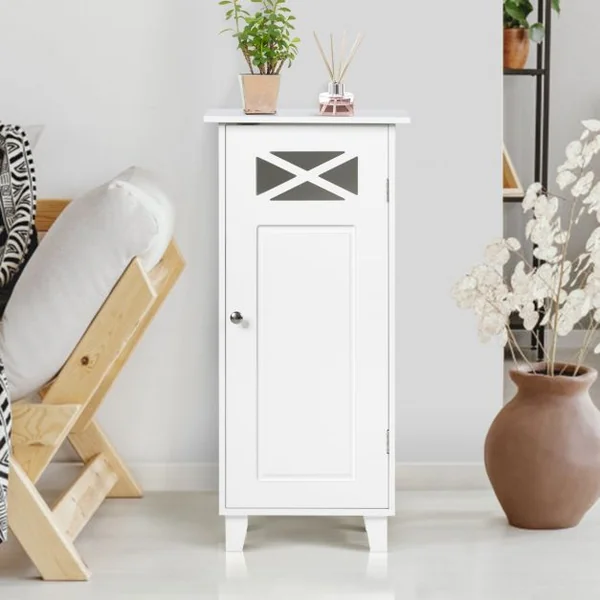 Meuble WC / Armoire de Salle de Bain avec 3 Tablettes de Rangement en MDF de Haute Qualité 38 x 30 x 81 cm Blanc