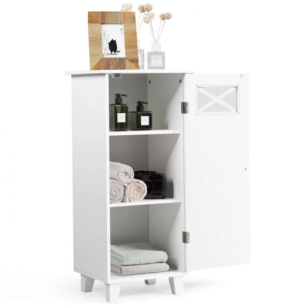 Meuble WC / Armoire de Salle de Bain avec 3 Tablettes de Rangement en MDF de Haute Qualité 38 x 30 x 81 cm Blanc