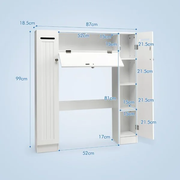 Meuble WC Armoire de Toilette Placard de Salle de Bains Étagère de Salle de Bain