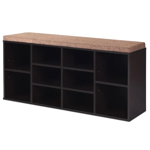 Meuble à Chaussures Banc à Chaussures avec Coussin Capacité 150 Kg Grand Rangement en Bois 104X30X48 Cm 5 Couleurs au Choix