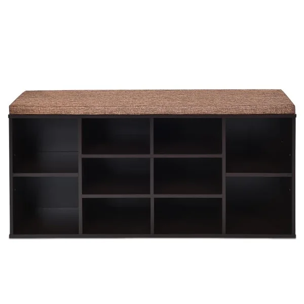 Meuble à Chaussures Banc à Chaussures avec Coussin Capacité 150 Kg Grand Rangement en Bois 104X30X48 Cm 5 Couleurs au Choix