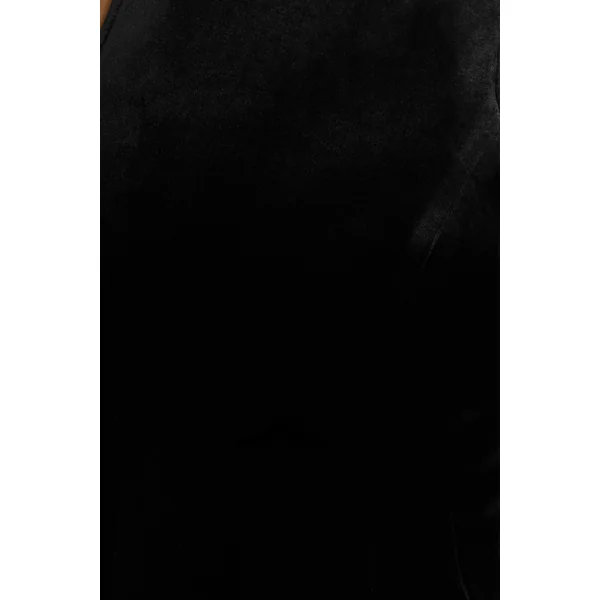 Meva | Mini-robe noire en velours à col montant orné