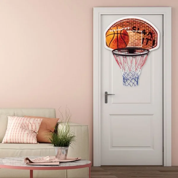 Mini Panier de Basket Mural Filet en Nylon A Fixer en Suspension en Pp+acier 73,5x51cm Φ42cm pour Enfants et Adultes