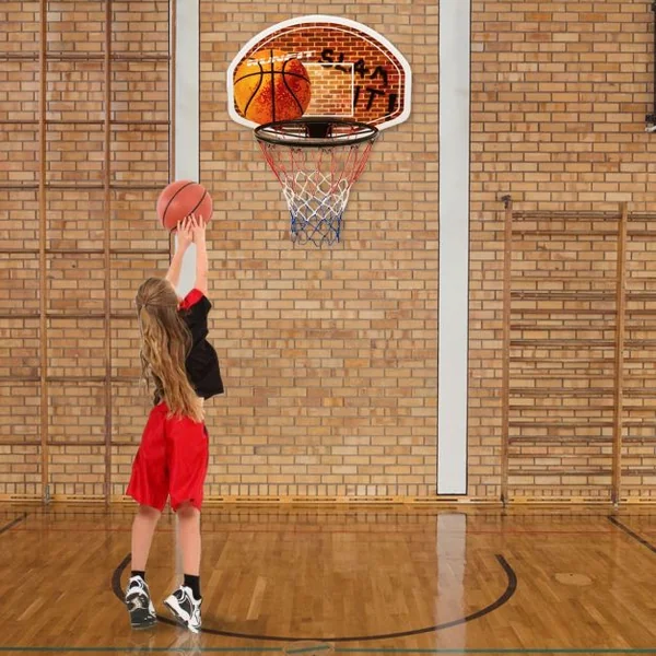 Mini Panier de Basket Mural Filet en Nylon A Fixer en Suspension en Pp+acier 73,5x51cm Φ42cm pour Enfants et Adultes
