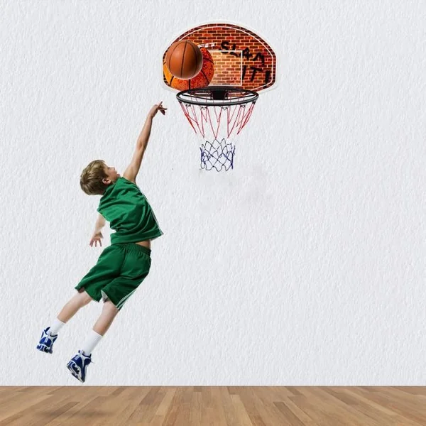 Mini Panier de Basket Mural Filet en Nylon A Fixer en Suspension en Pp+acier 73,5x51cm Φ42cm pour Enfants et Adultes