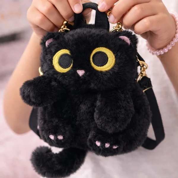 Mini plush cat backpack wallet for kids