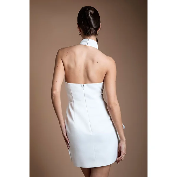 Mini Robe De Mariée En Satin Tissé