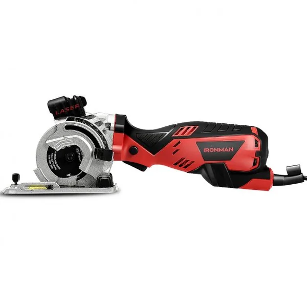 Mini Scie Circulaire Laser à Main Plongeante 705W 3 Lames de 89 mm Poignée Ergonomique Découpe 28,5mm Rouge et Noir