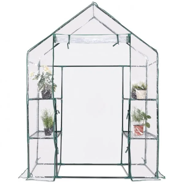 Mini Serre de Jardin Serre à Potager Tente pour Plantes en PVC cadre en fer 3 étages Transparent 143x73x195cm