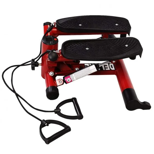 Mini stepper Stepper 2 en 1 Elliptique avec tapis et corde d’entraînement Ecran LED 120 Kg max peu encombrant Rouge