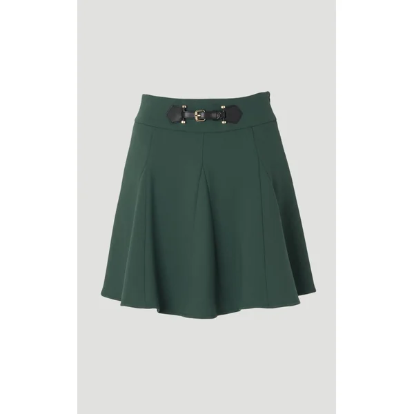 Mini-jupe Évasée Essentielle Compacte à Taille Patte