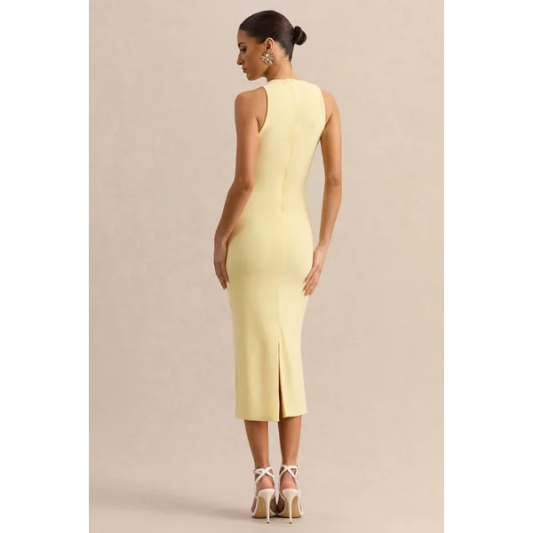 Mirana | Robe mi-longue citron à encolure dos nu