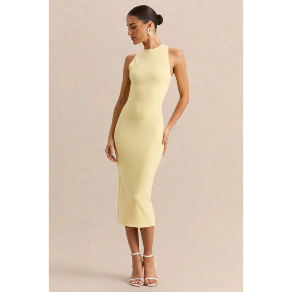 Mirana | Robe mi-longue citron à encolure dos nu