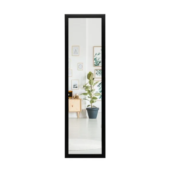 Miroir 2 en 1 Suspension Mural + Porte 119 x 33 cm avec Crochets de Porte et Vis Noir/Blanc