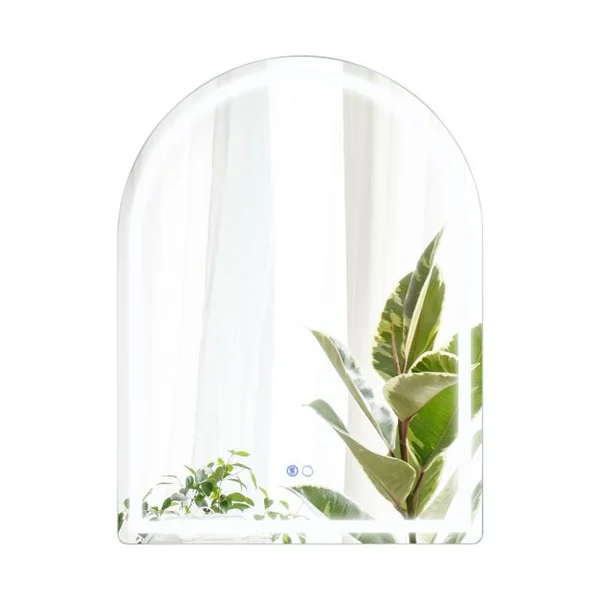 Miroir de Salle de Bain LED 80 x 60 cm Miroir Mural Arqué avec Lumières à Intensité Variable à 3 Couleurs Interrupteur Sans Cadre