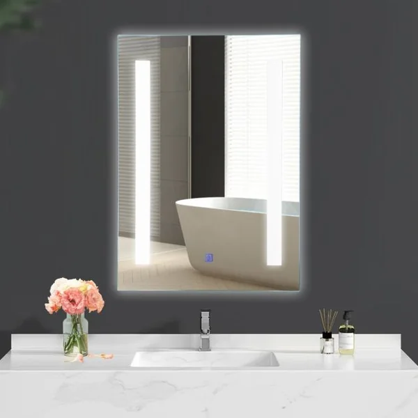 Miroir de Salle de Bain à LED 3 Couleurs 79,5 x 50,5CM Mirror Mural Cosmetic à Luminosité Réglable avec Bouton Tactile